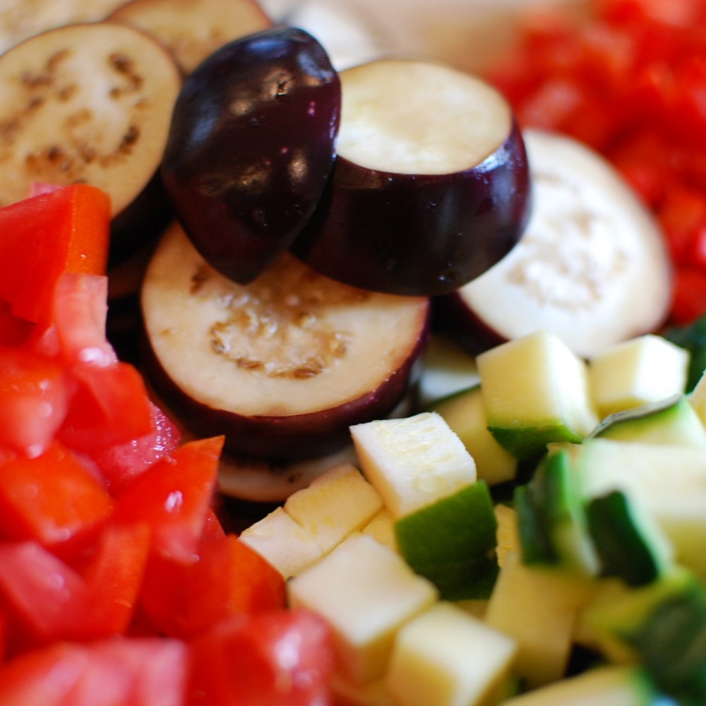 Tomatoes, eggplant, squash, pepper