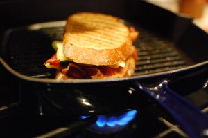 Grill for 4-5 minutes a side, until the cheese is gooey